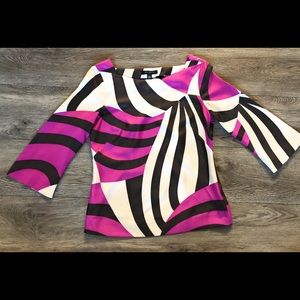 BANANA REPUBLIC Purple White 3/4 Sleeve Blouse XS